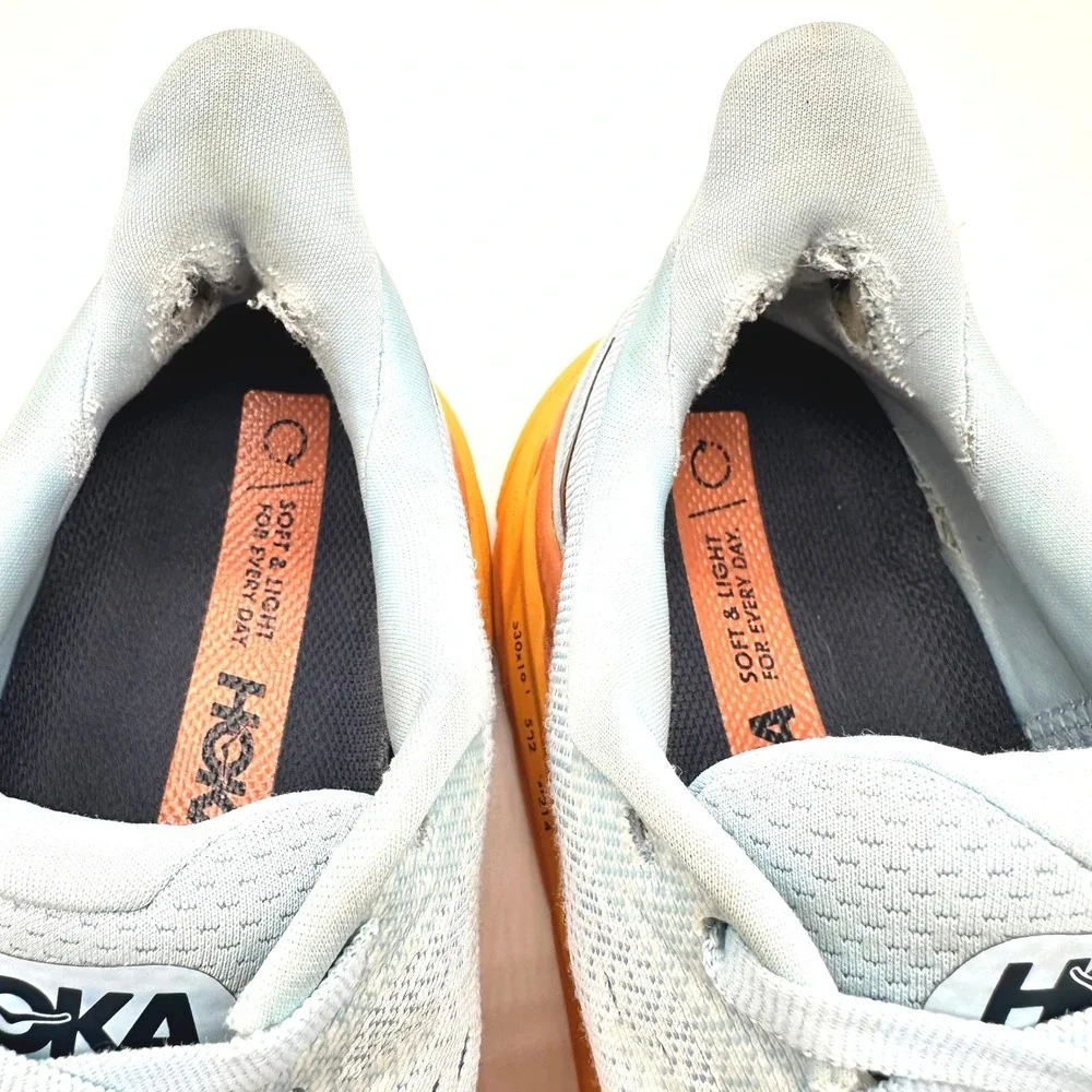 Hoka One One Clifton 8 Summer Song/Ice Flow Women Running Shoes Blue Orange 8.5